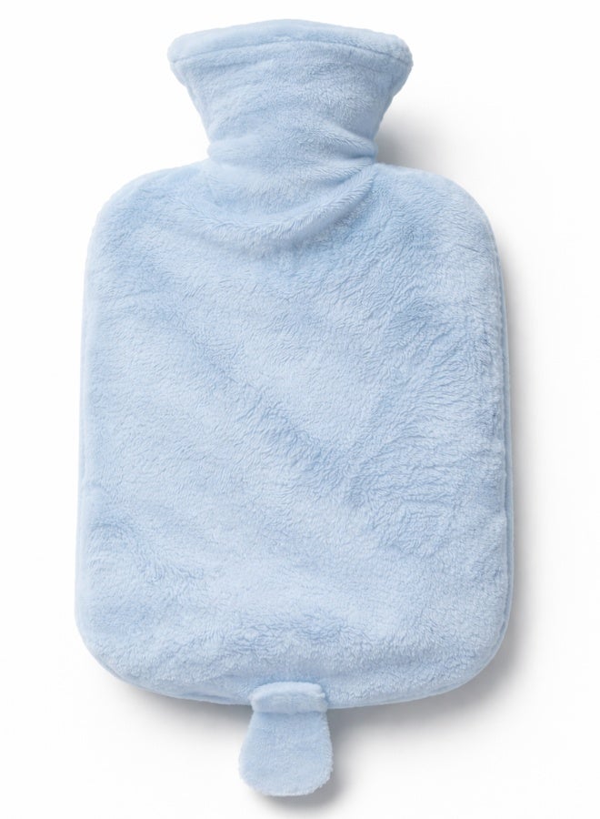 Plush Hot Water Bottle with Soft Cover – Leak-Proof Reusable Heat Therapy Bottle for Pain Relief, Cramps, Muscle Relaxation, Warmth & Cozy Comfort for Kids & Adults (Cyan) - Image 2
